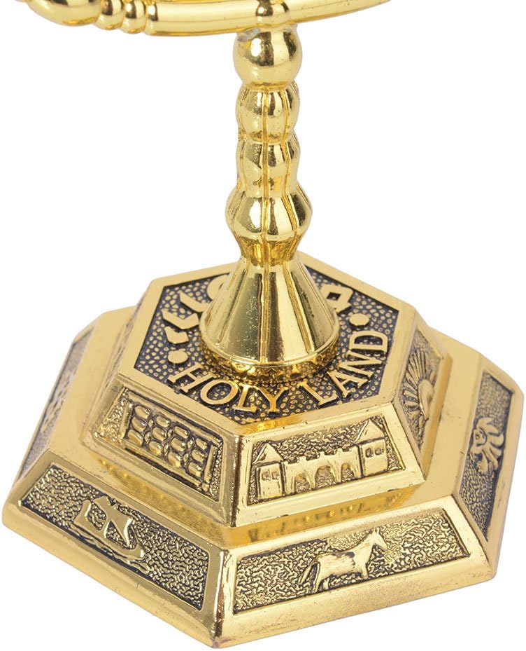 Menorá de 7 brazos, candelabro judío, 12 tribus de Israel, altura 13 cm, dorado - 4