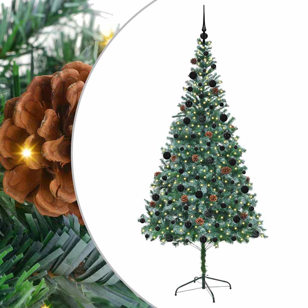 Sapin de Noël Artificiel - NAIZY - 240CM - Éclairage LED - Flocons de