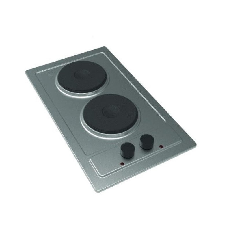 Placa de cocción moderna mt2 2 fuegos eléctricos 14,5cm acero inox compatible con fregaderos moderna y todas ollas
