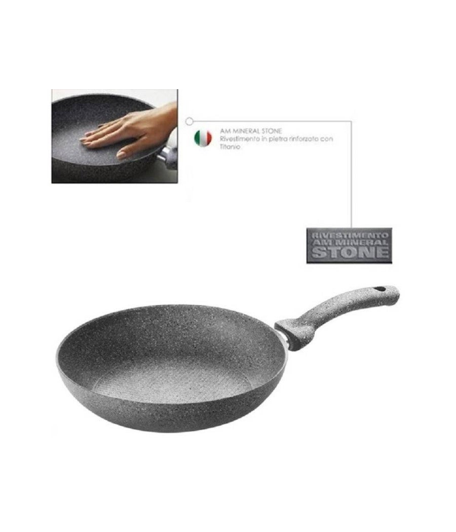 Trade Shop - Set 3 Padelle In Pietra Antiaderenti Regina Di Pietra Diametro 22 - 26 - 30 Cm - - 6