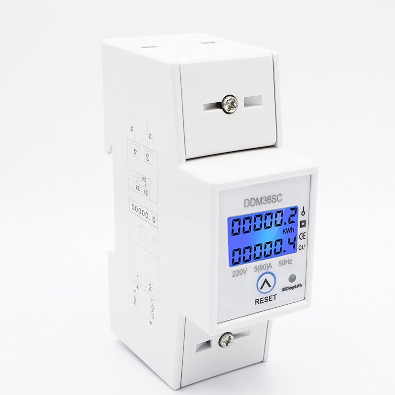 Licznik zużycia energii elektrycznej watomierz z podświetleniem LCD cyfrowy licznik energii jednofazowej watomierz montowany na szynie DIN monitory