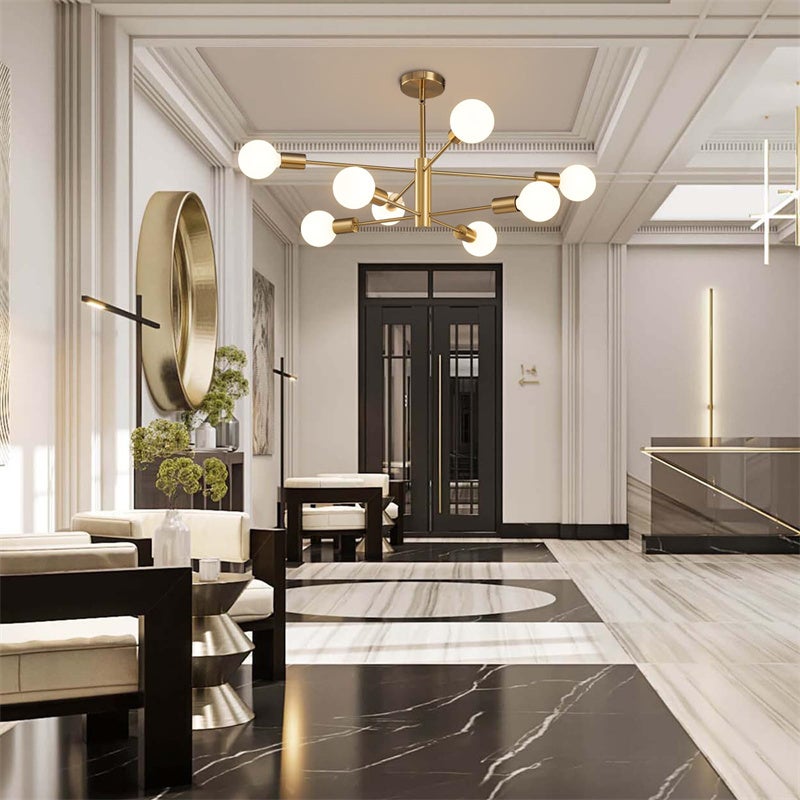 Lampadario moderno Sputnik, plafoniera, con attacco E27, lampadina non inclusa, lampada Sputnik per soggiorno - 7