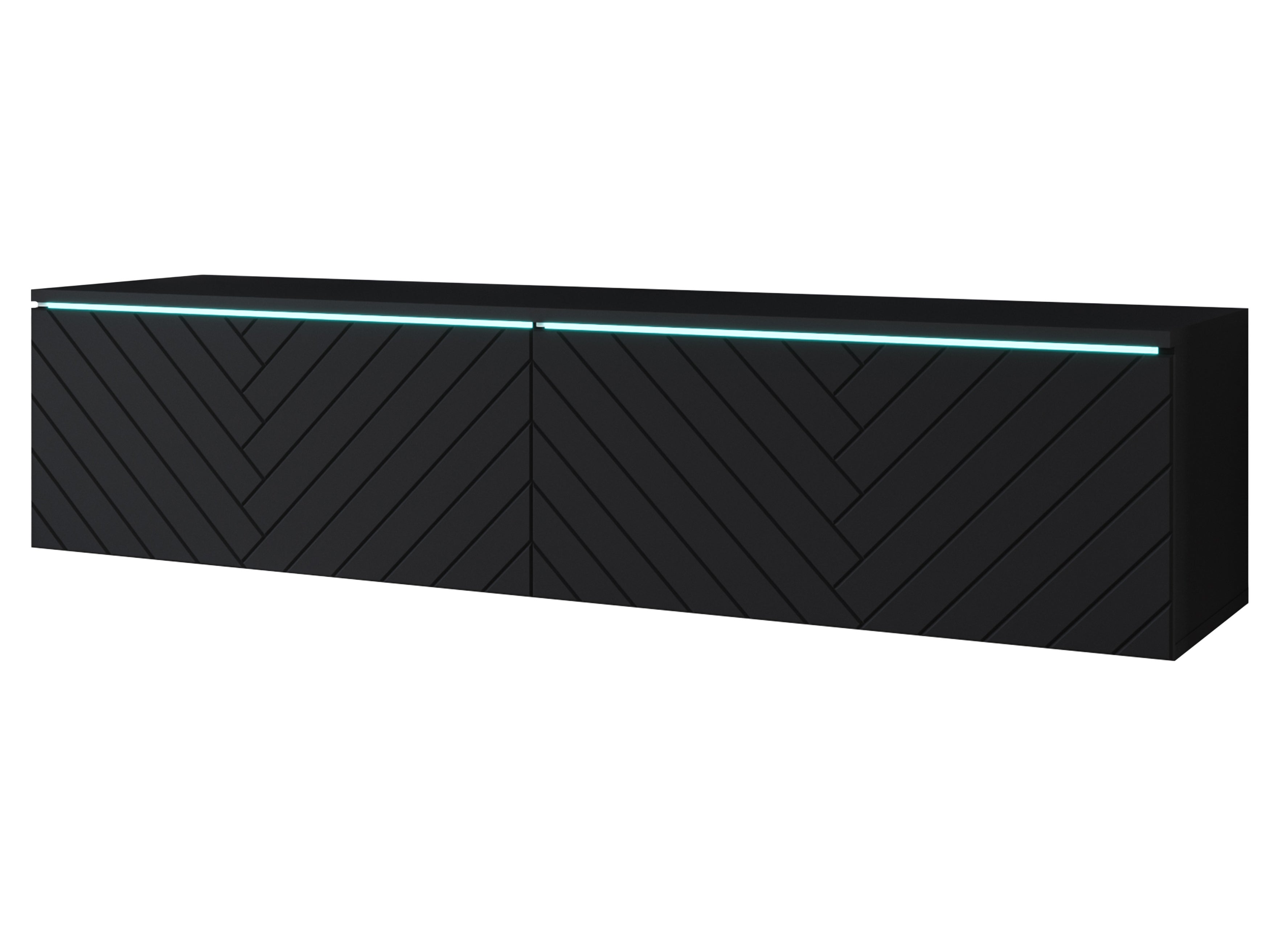 Szafka RTV DONNA 140 czarny grafit/czarny MDF jodełka