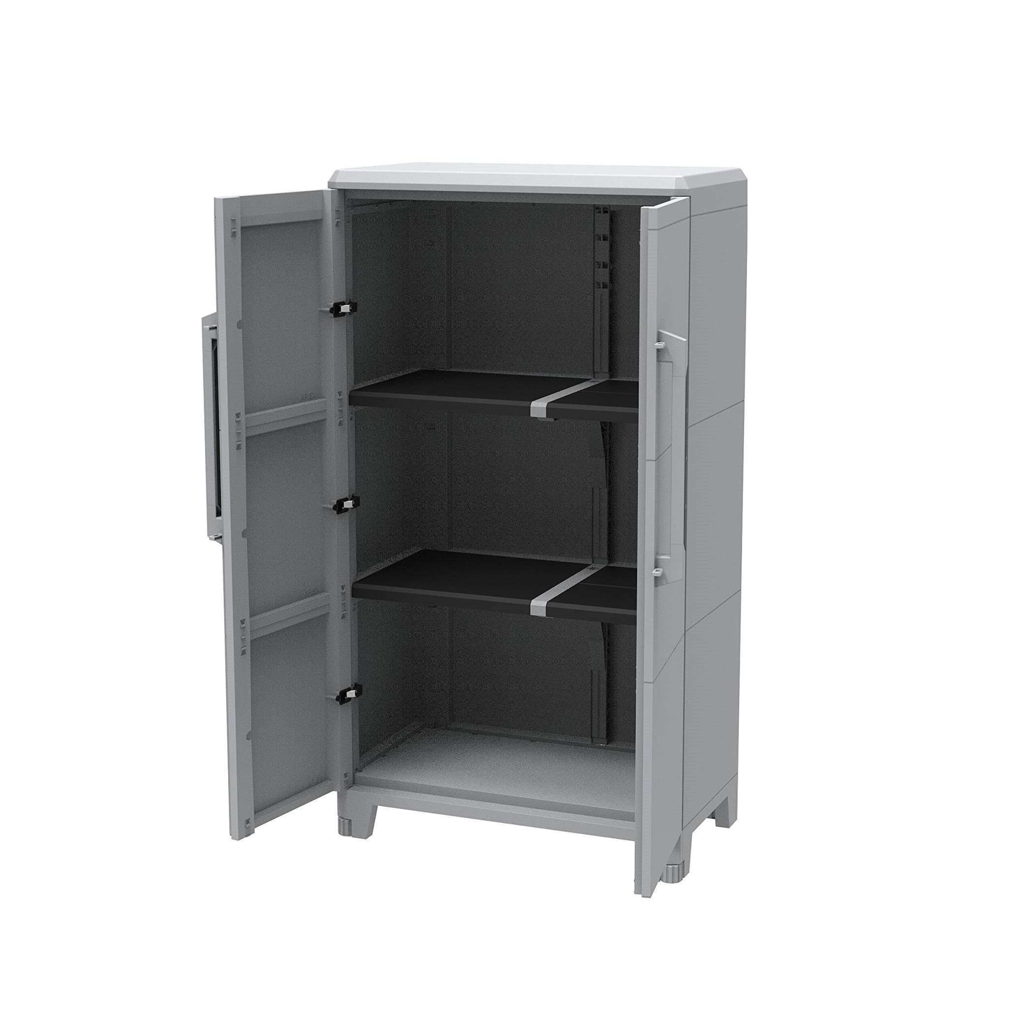 Armoire de rangement à 2 portes avec étagères en résine résistante aux ...