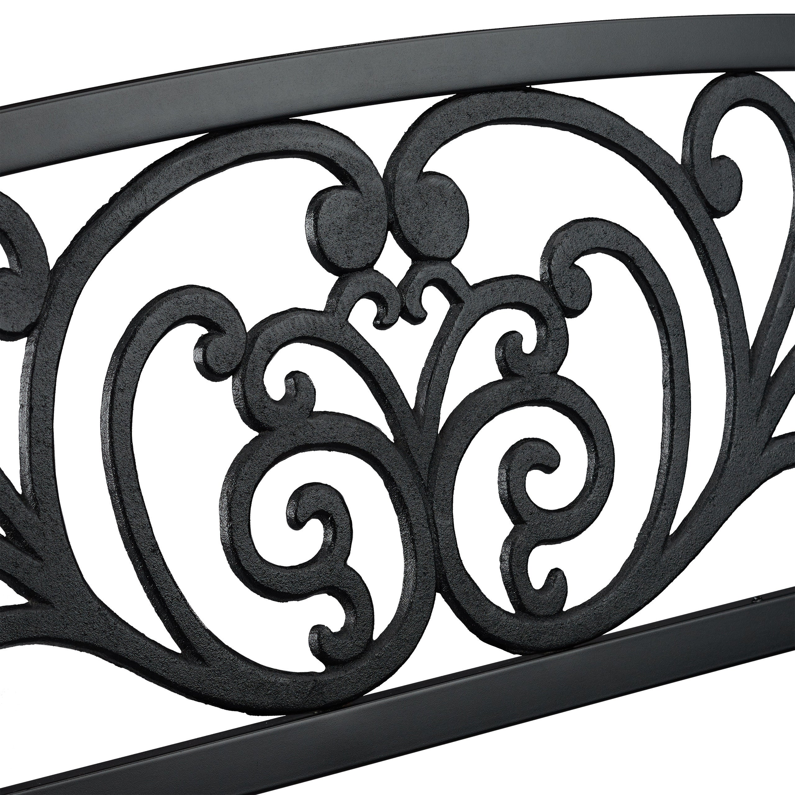 Banc de jardin, 2 places, confortable, ornements vintage, terrasse, balcon, HLP 86,5 x 127 x 60 cm, noir, Relaxdays - 7