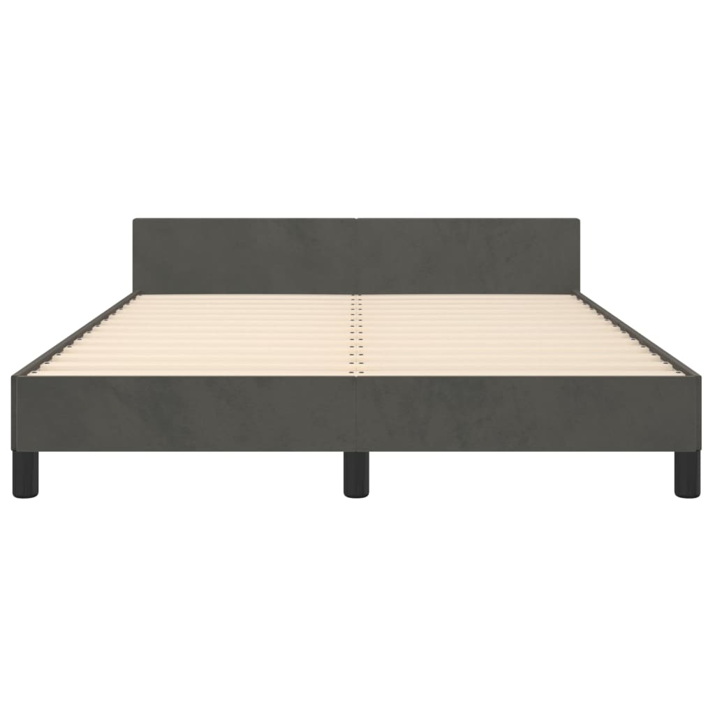 Cadre de lit sans matelas gris foncé 140 x 200 cm velours - 6