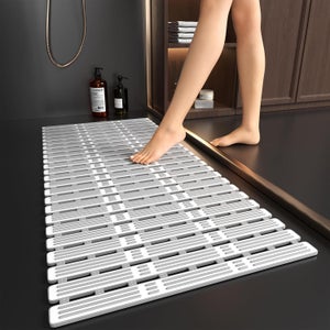 HITSLAM Tappetino Doccia Antiscivolo, 53x53cm Tappetino Vasca Antiscivolo con Ventose, Lavabile in Lavatrice Tappetino Bagno senza BPA, Morbido sui Piedi, Blu