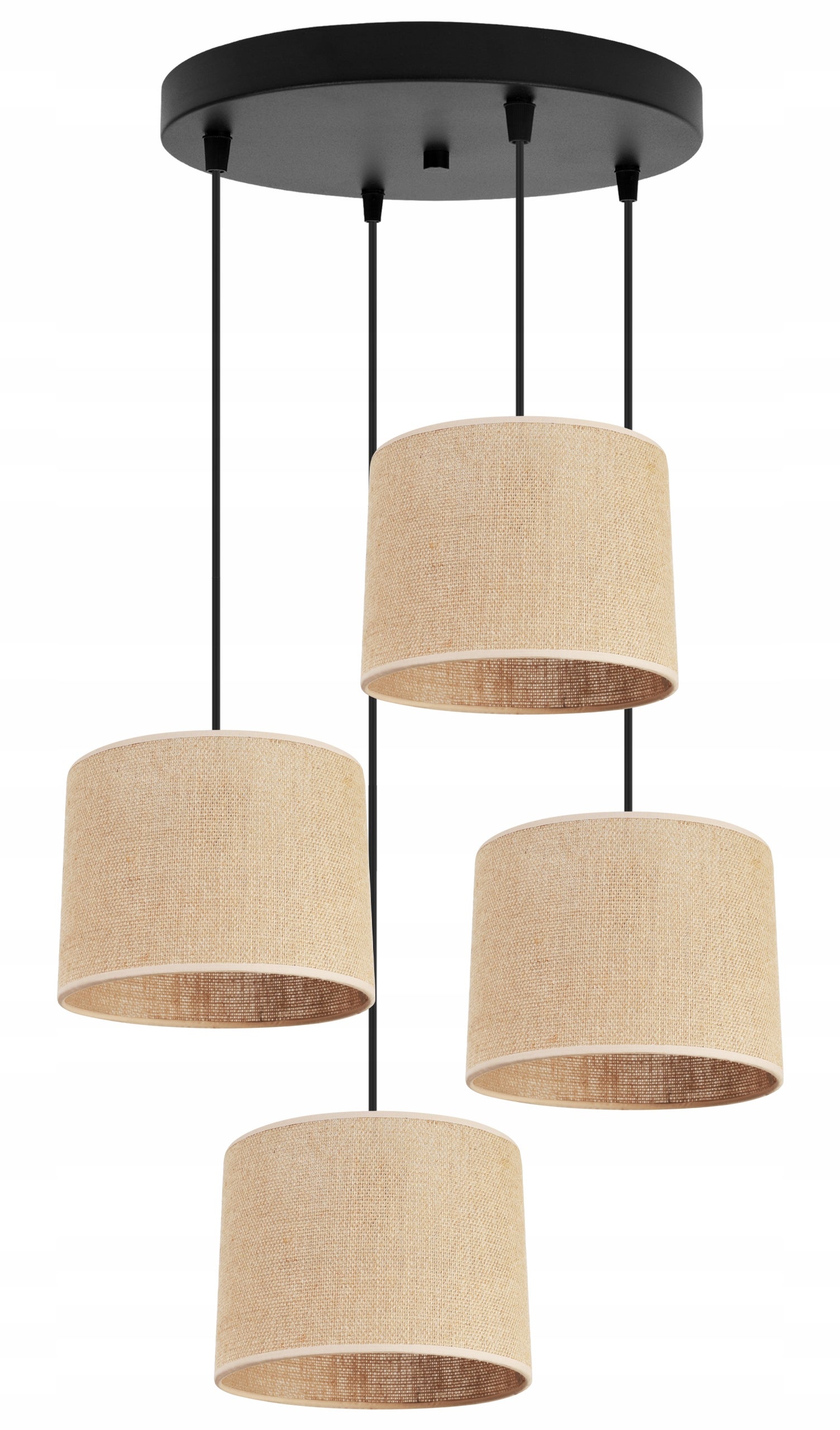 Suspension Juta bohème, abat-jour cylindrique 4xE27 blanc/beige, Light ...