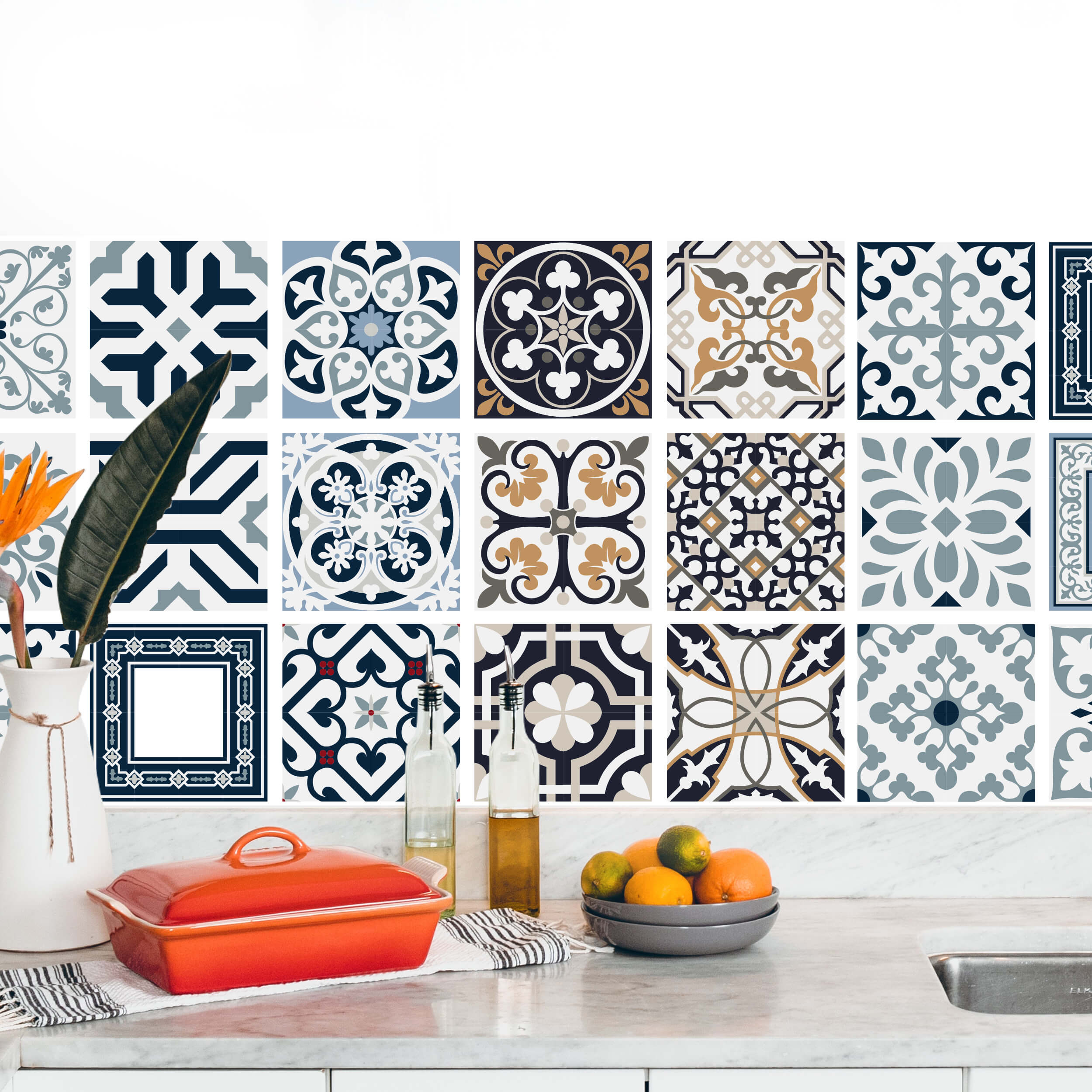 Stickers carrelage carreaux de ciment 10x10cm - Kit de 12 - 4