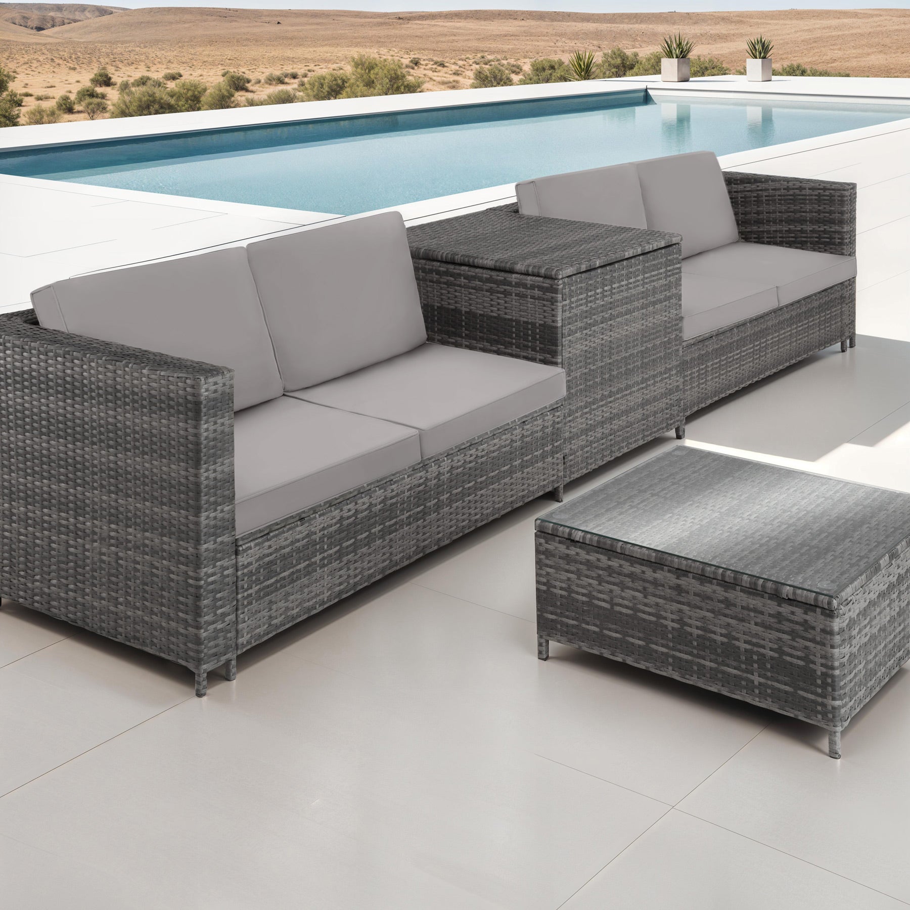 Salon bas de jardin en Acier Gris 4 personnes - 2