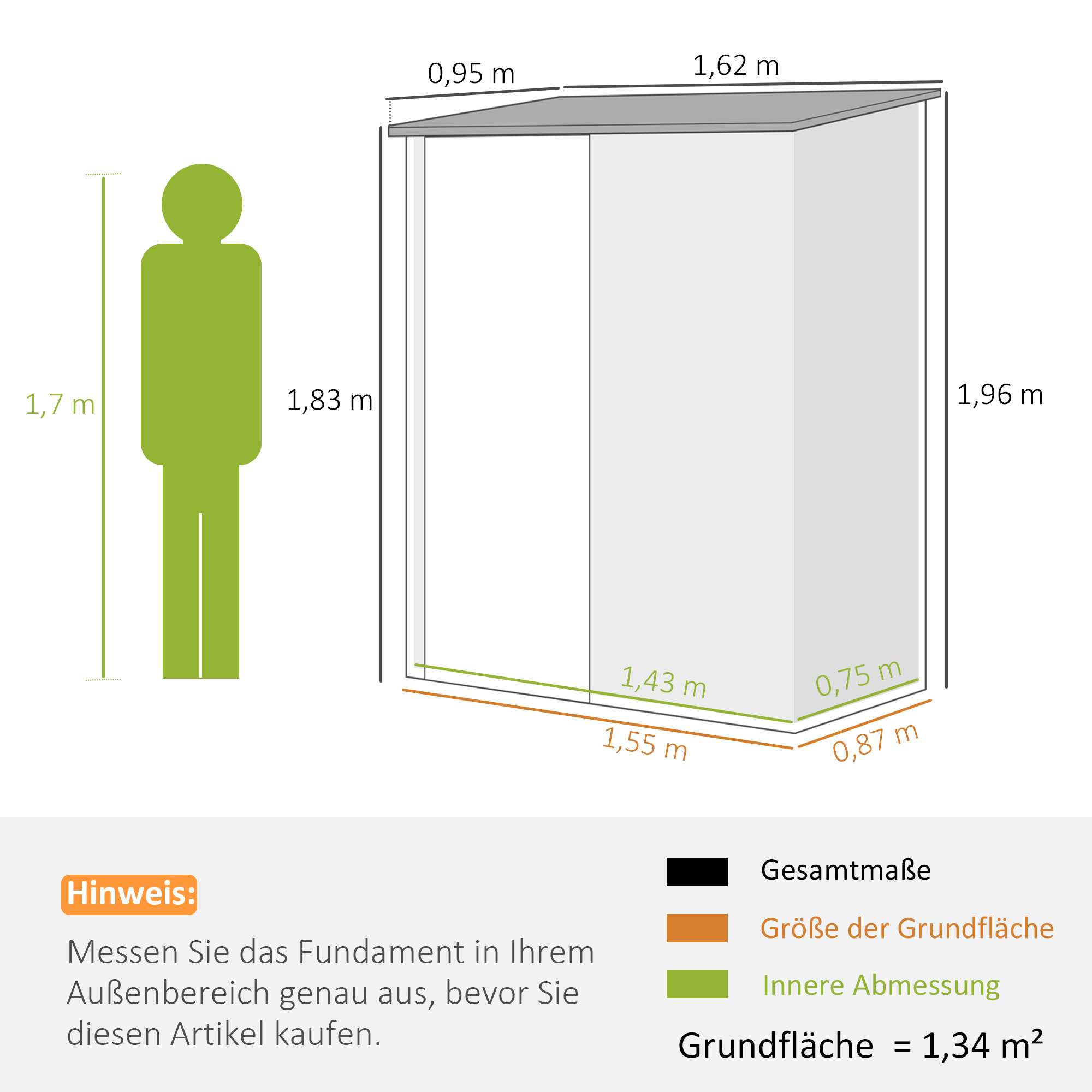 Abri de Jardin 1,34 m² en Métal, Armoire d’Outils Verrouillable, 161,5×94,5×196 cm – Noir – COMFORTXL - 3