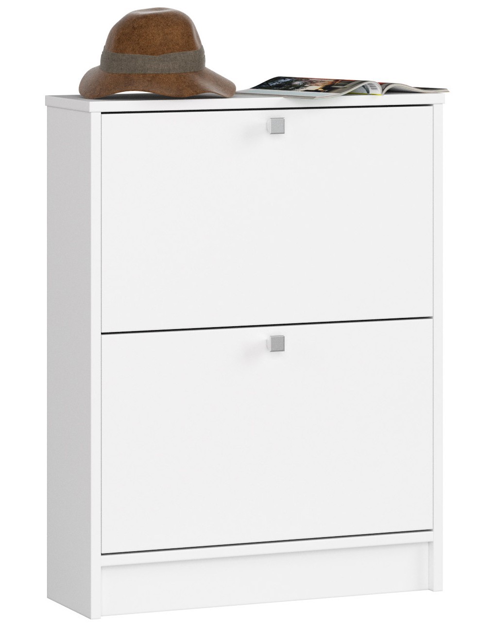 Szafka na buty AKORD Biała 60 cm 2 drzwi kolor Biały mat 2 półki 60x20x80 cm