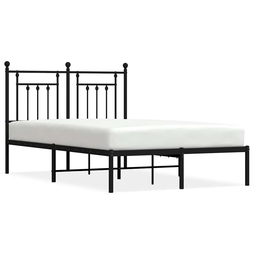 Łóżko Metalowe Czarne Rama Łóżka Ze Stelażem Do Sypialni Pokoju 135x190 cm