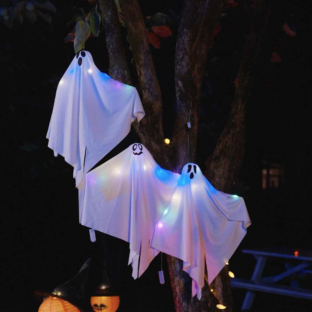 Zawieszany Duch Halloween 3 pcs Biały 52 x 62 cm Poliester vidaXL