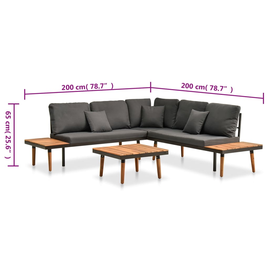 Salon bas de jardin en Bois Gris 6 personnes - 3