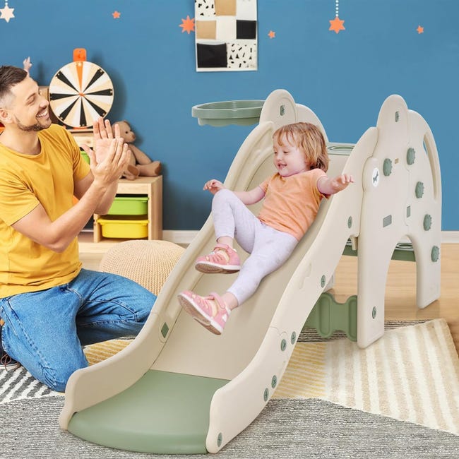 DREAMADE Toboggan Enfant en Forme d'Éléphant avec Panier de Basketball DREAMADE Toboggan Enfant en Forme d'Éléphant avec Panier de Basketball