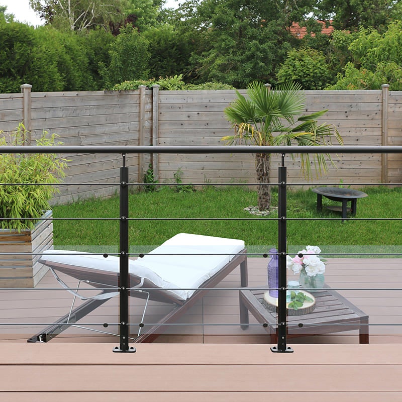 Kit garde-corps aluminium noir 2m pose à plat, Opalu KORDO - 2