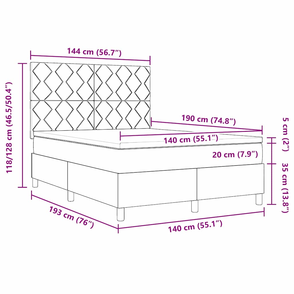 Cama tipo Box Spring con cabecera Azul 140 x 190 cm tela | Leroy Merlin