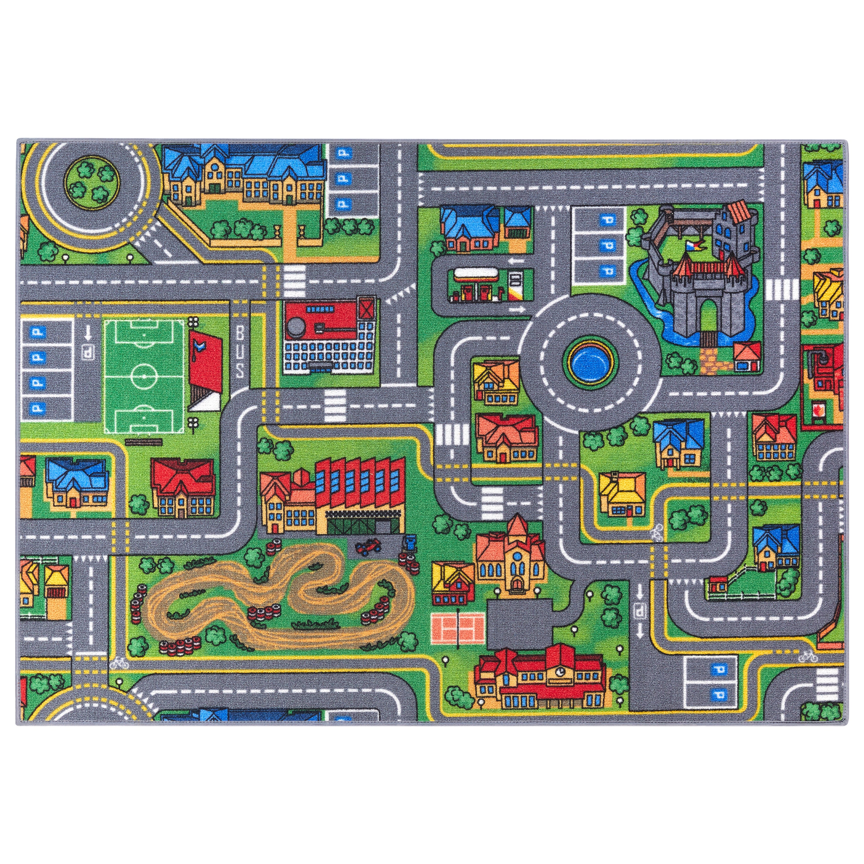 TAPITOM Tapis Enfant Voiture 95x133cm - Circuit Ville Antidérapant, Norme CE