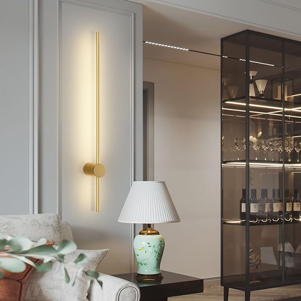 Lot de 2 appliques murales LED 60 cm, lampe de chevet rotative à 350°, éclairage décoratif d'intérieur, 3 températures de couleur réglables, doré - 8