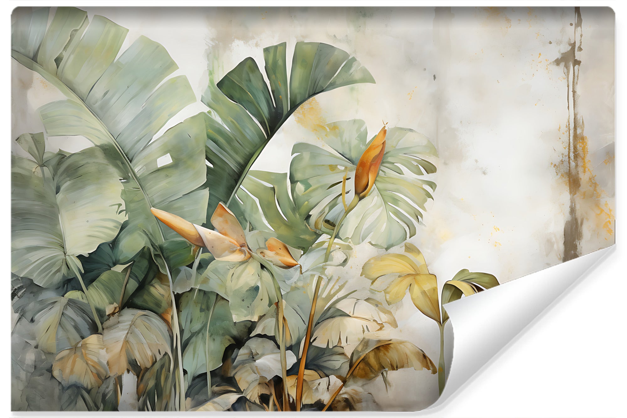 Vilene papel pintado con foto para habitación acuarela hojas naturaleza 300cm x 210cm
