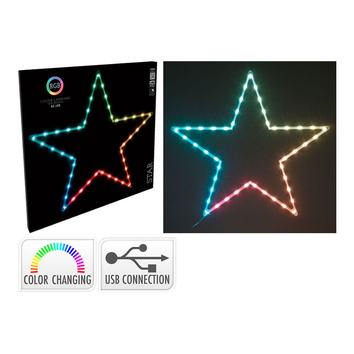 Lampka dekoracyjna Gwiazda Wisząca 45 Led Rgb