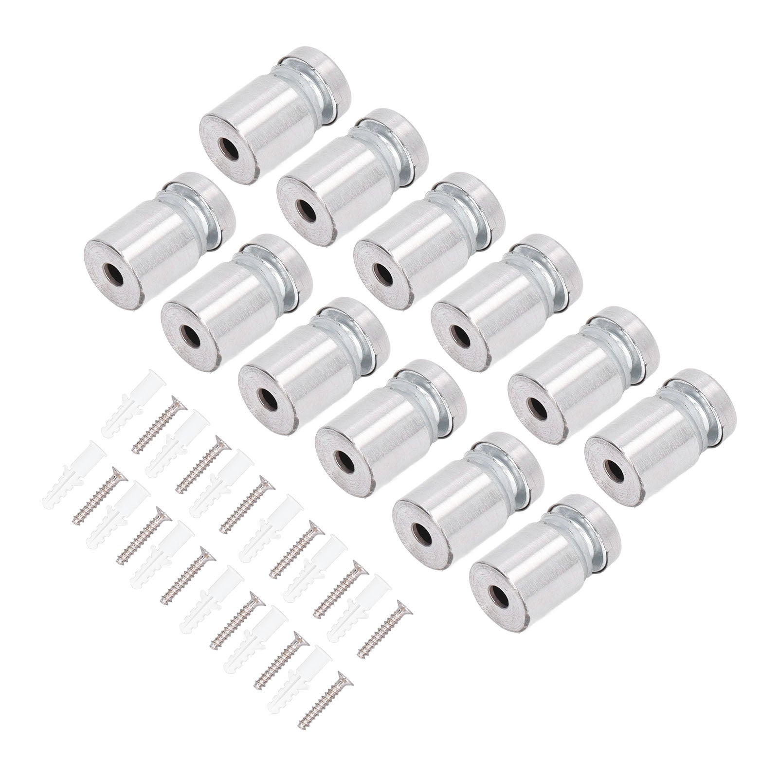 Lot De 4 Entretoises Verre/Acrylique 12x53 Mm – Supports Vis Inox Avec Caoutchouc, Fixation Panneau Publicitaire, Étagère