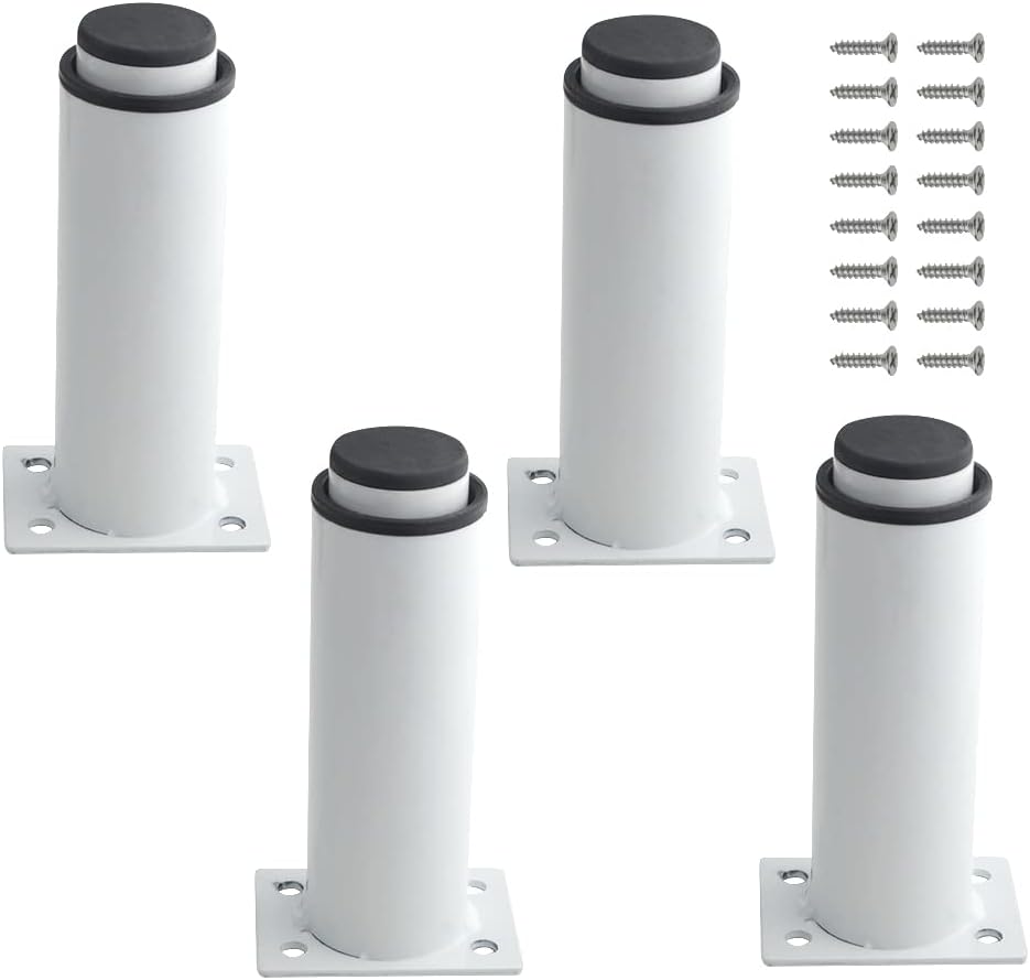 Zestaw 4 solidnych i regulowanych metalowych nóg w kolorze białym - 18-30 cm - do stołów, łóżek, sof