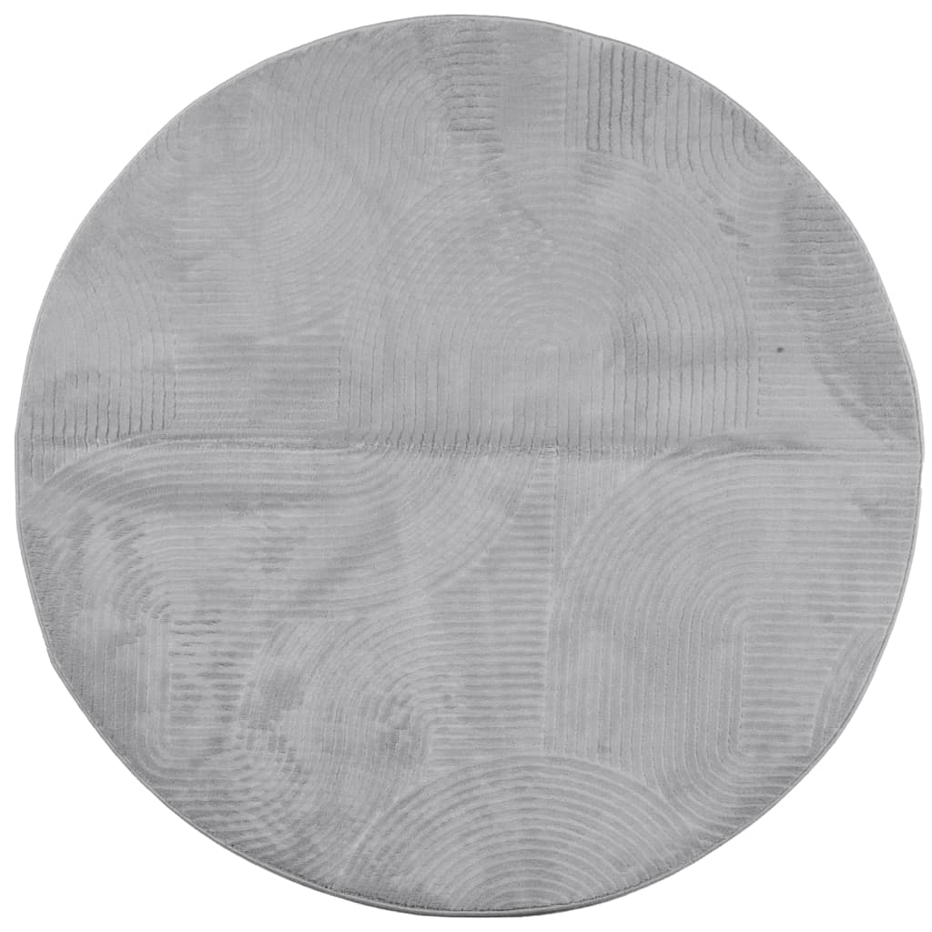 Tapis Rond à Poils Courts - Diamètre 100 Cm - Dessin Abstrait Moderne - Antidérapant, Lavable En Machine - Pour Salon, Chambre, Cuisine - Gris