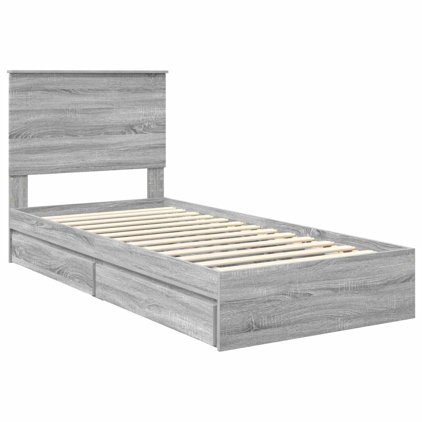 Lit de rangement gris 75 x 190 cm en panneau de bois - 4