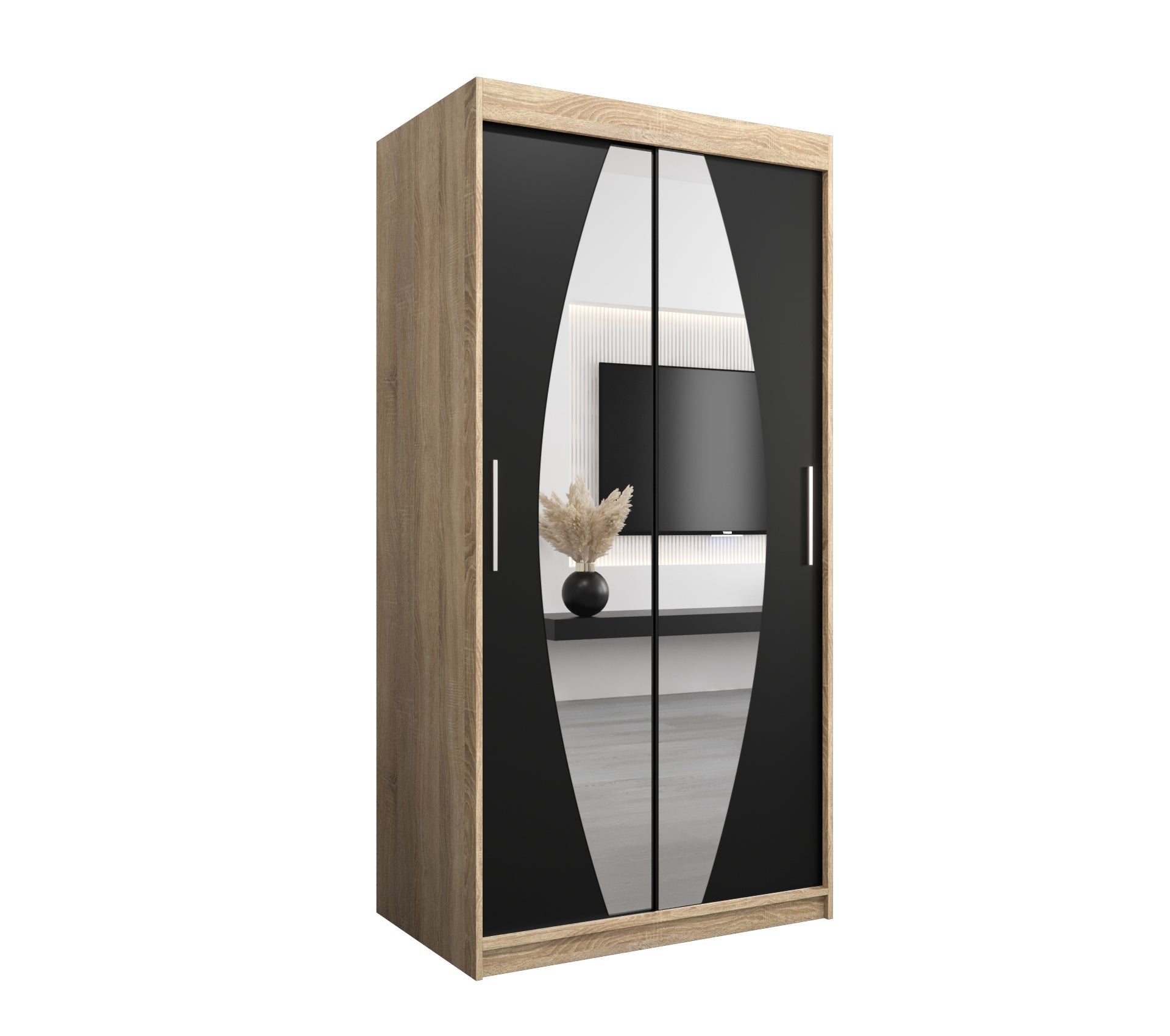 Szafa przesuwna garderoba ELYPSE 100 x 62 x 200 cm Sonoma + Czarny - Abiks Meble