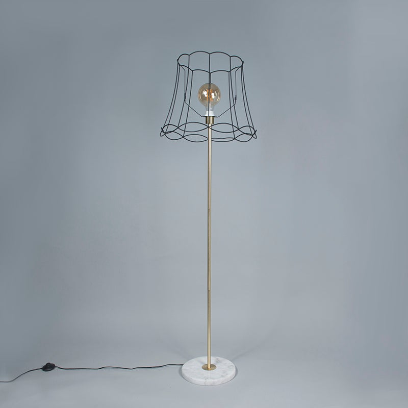 Qazqa rétro lampe de sol - Kaso - noir, rond, max. 60w, e27, 175cm, idéal pour la salle à manger, la cuisine, la chambre et le - 5