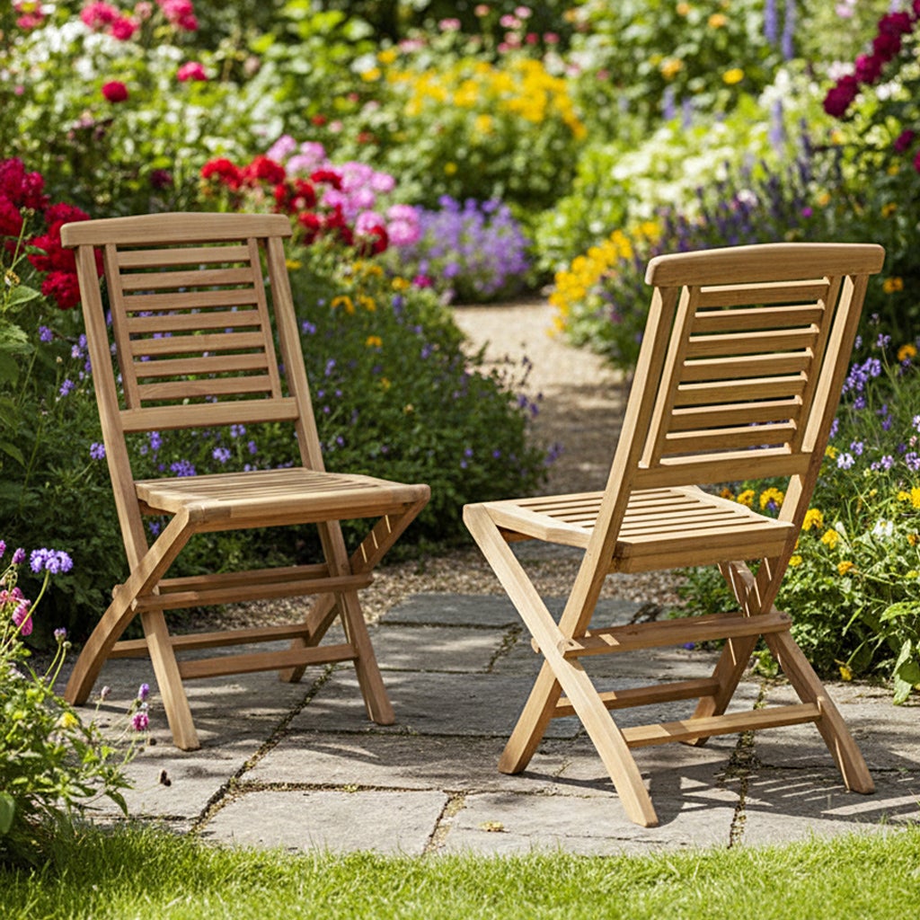 Chaise de jardin pliable sans coussin Barbade en Teck Marron - 3