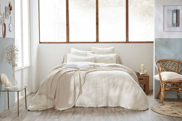 Housse de couette réversible 240 x 220 cm – Gaze de coton tissée teintée – VICKIE Pampa