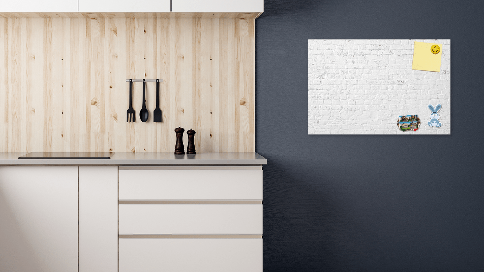 Tableau Magnétique en Métal Motif Brique Blanche 60x40cm, MetalBoards pour tout type d'Aimants - 3