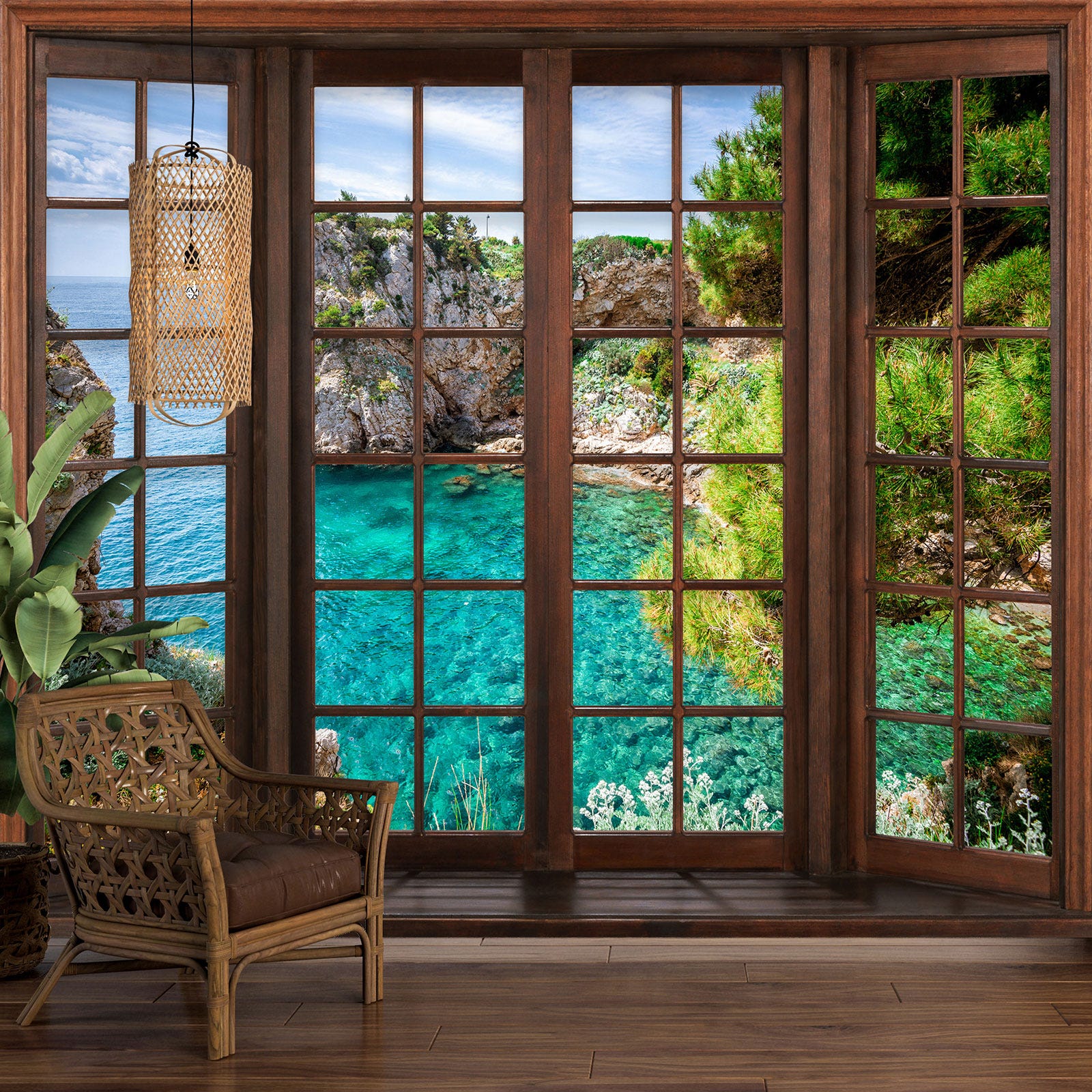 Stickers Muraux Fenêtre Sticker Mural Fenetre Trompe l'oeil Ouverte Poster Paysage de mer 50 x Stickers Muraux Fenêtre Sticker Mural Fenetre Trompe l'oeil Ouverte Poster Paysage de mer 50 x
