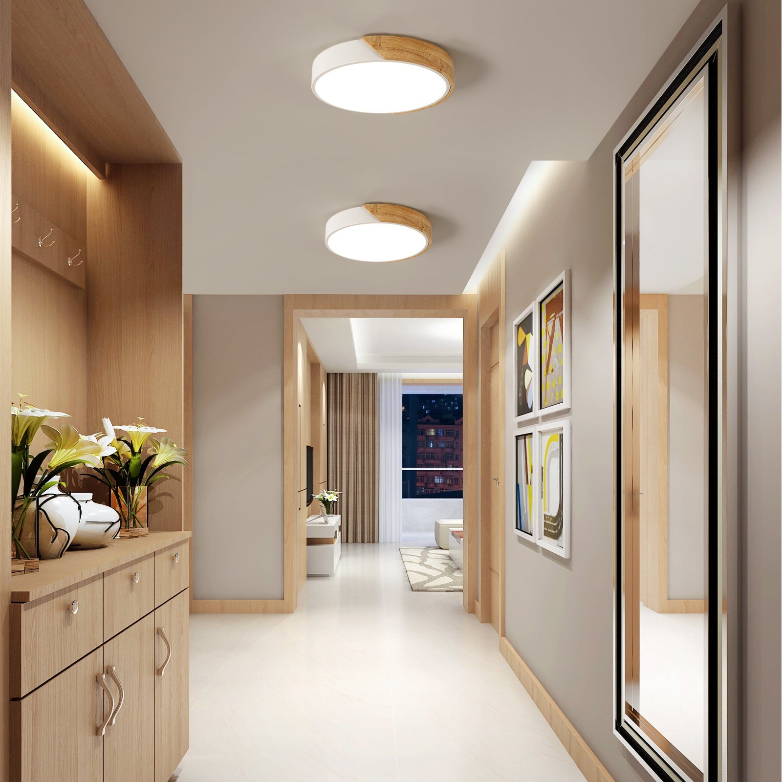 GOECO Plafonnier LED Blanc 30W, 30*5cm, Lumière Neutre 4500K, Convient pour le Salon, la Chambre, la Cuisine, le Couloir - 7