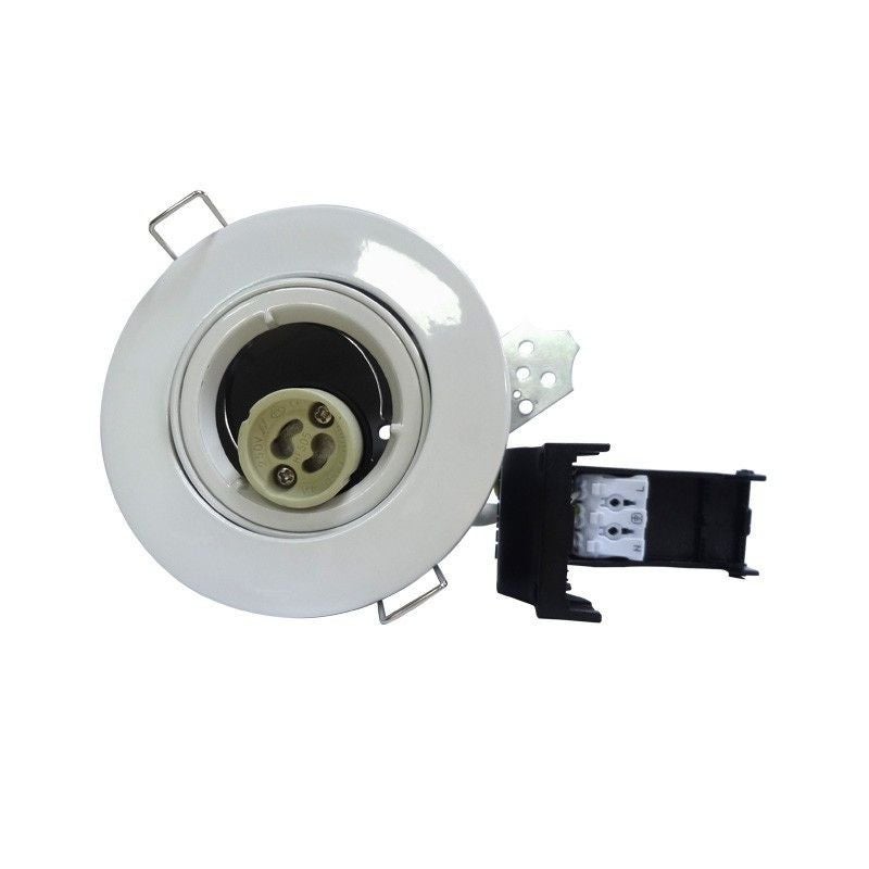 Support plafond BBC orientable - Rond Ø100mm - Blanc - Douille automatique - 3