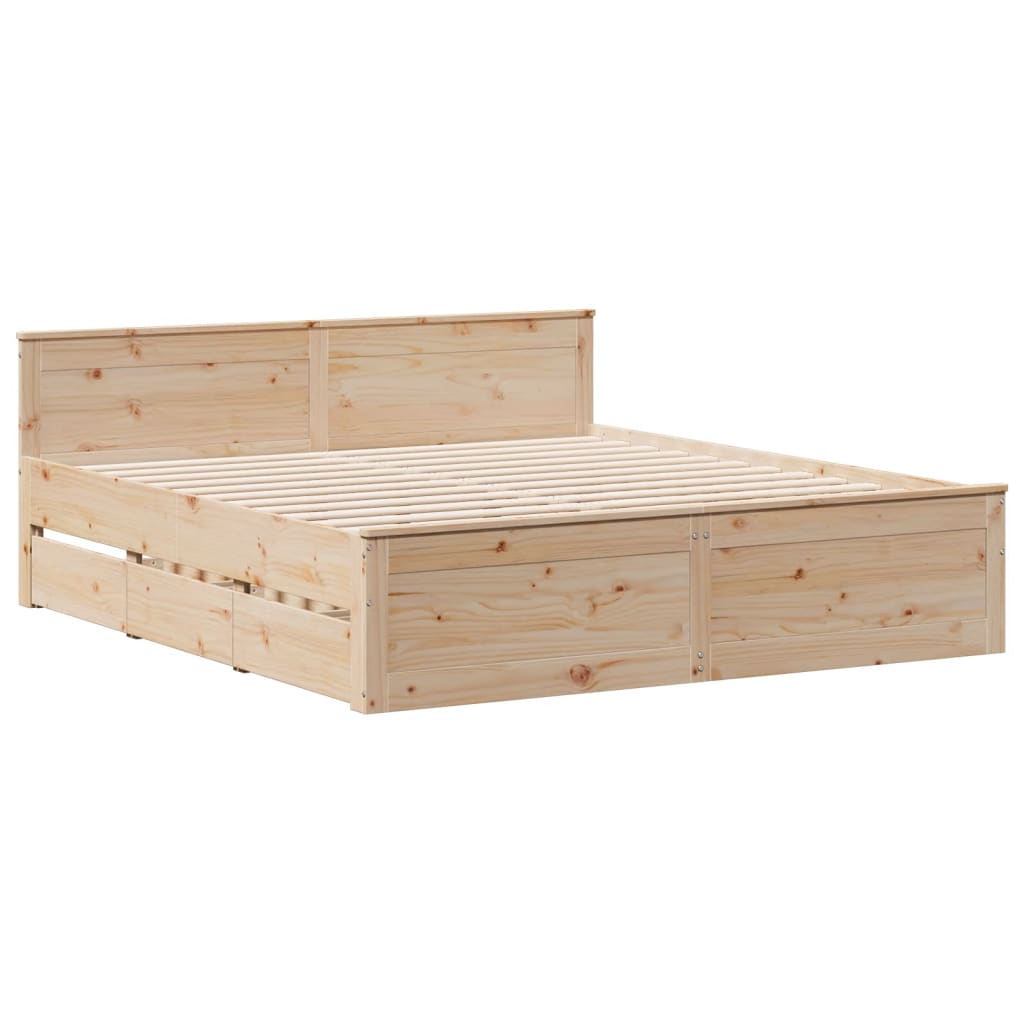 Lit bibliothèque sans matelas en bois massif de pin, pour la chambre, 180 × 200 cm - 8