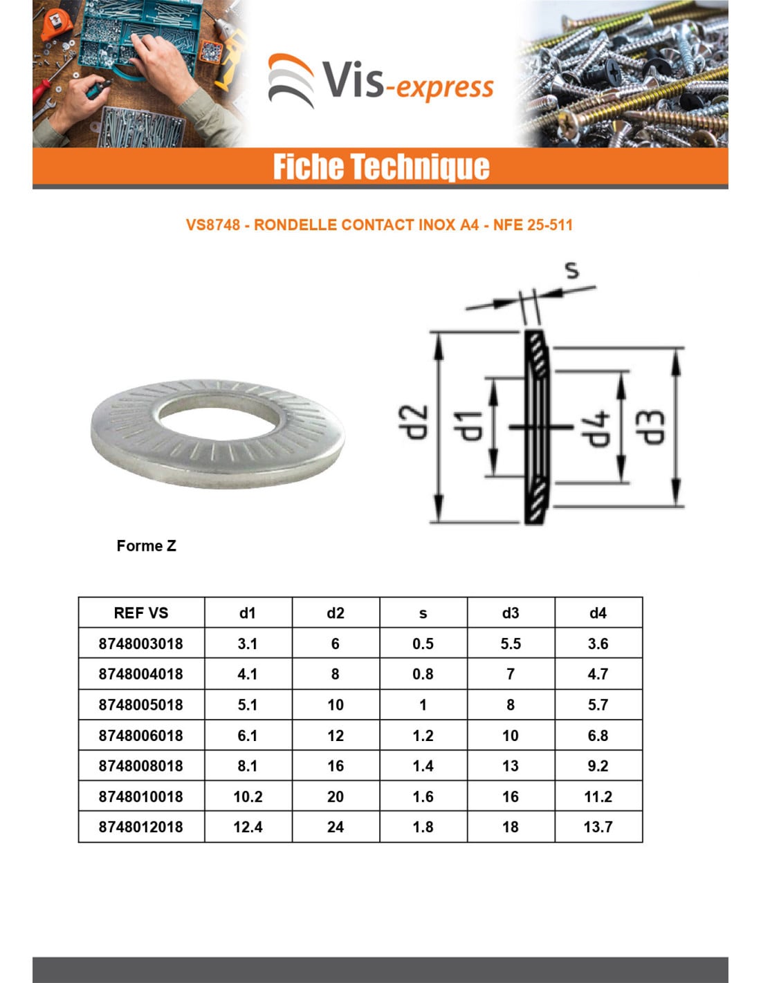 Rondelles contact Inox A4 M12X27X1.8 M-1 pièce - 3
