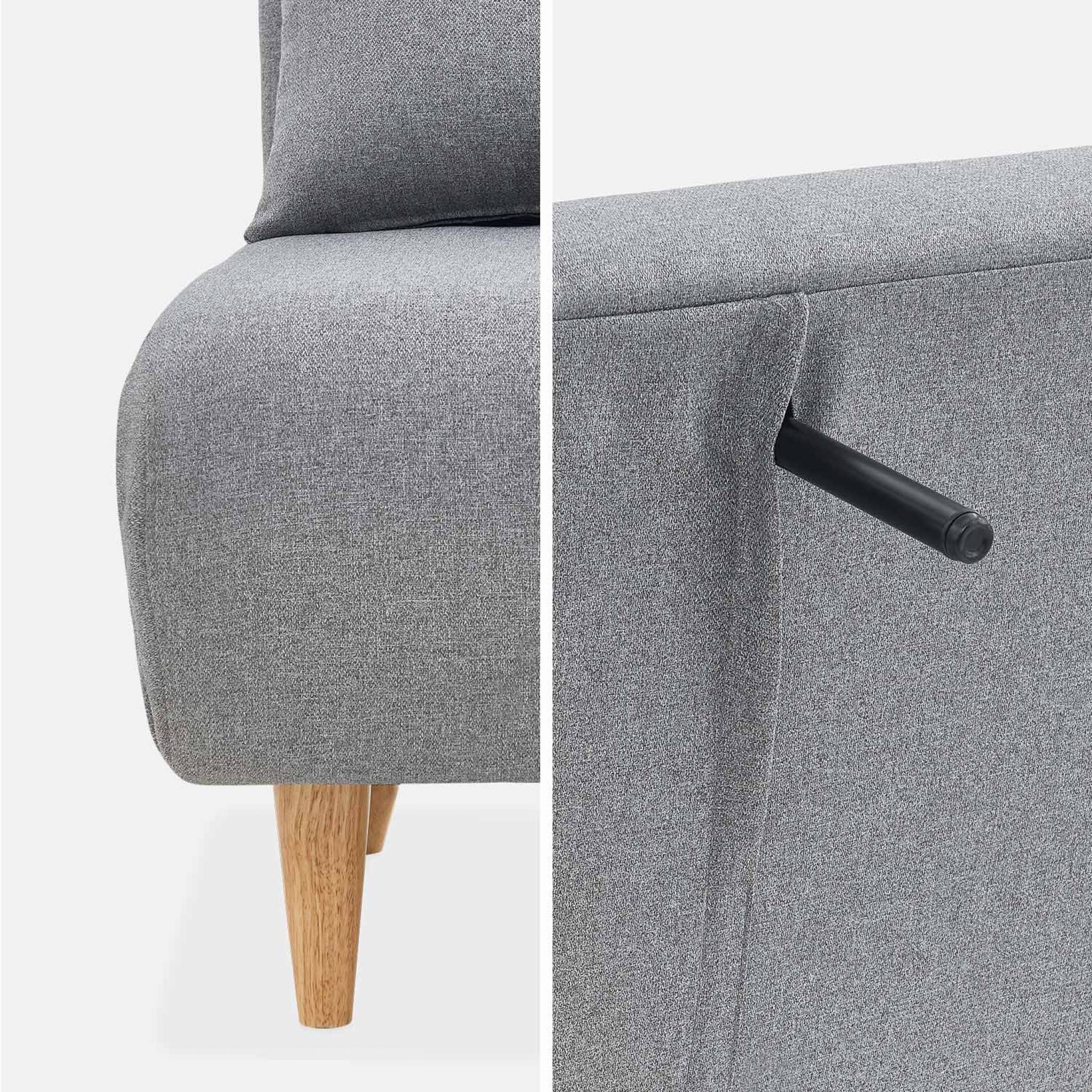 Canapé convertible en tissu - Guesta - 2 places scandinave. pieds bois foncé. gris clair. banquette. dossier inclinable - 9