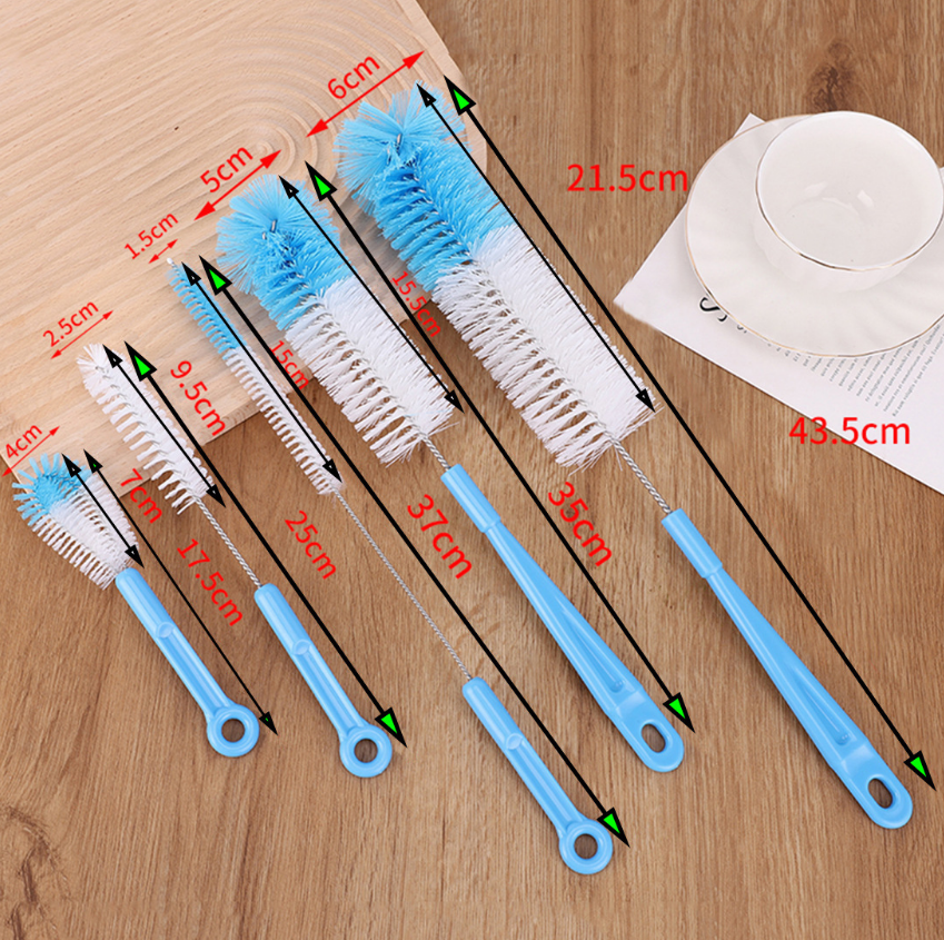 Lot de 5 goupillons, lave-bouteilles pour bouteilles étroites de bière, vin, kombucha, carafe, bouteilles d'eau, thermos (43,5 cm) - 3