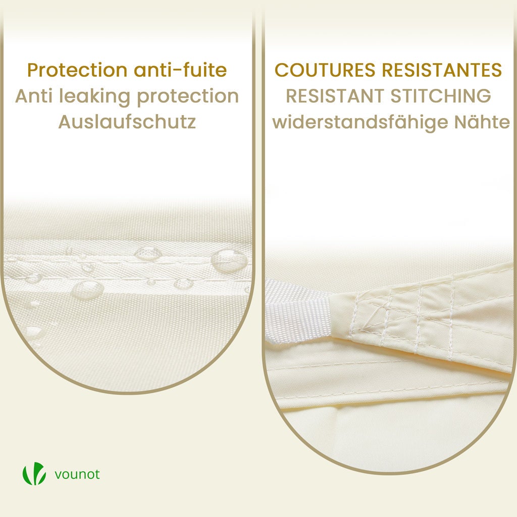 VOUNOT® Vela Ombreggiante Impermeabile Triangolare 5x5x5m, Tenda da Sole per Esterno in Polyester con Kit di Fissaggio, Beige - 5