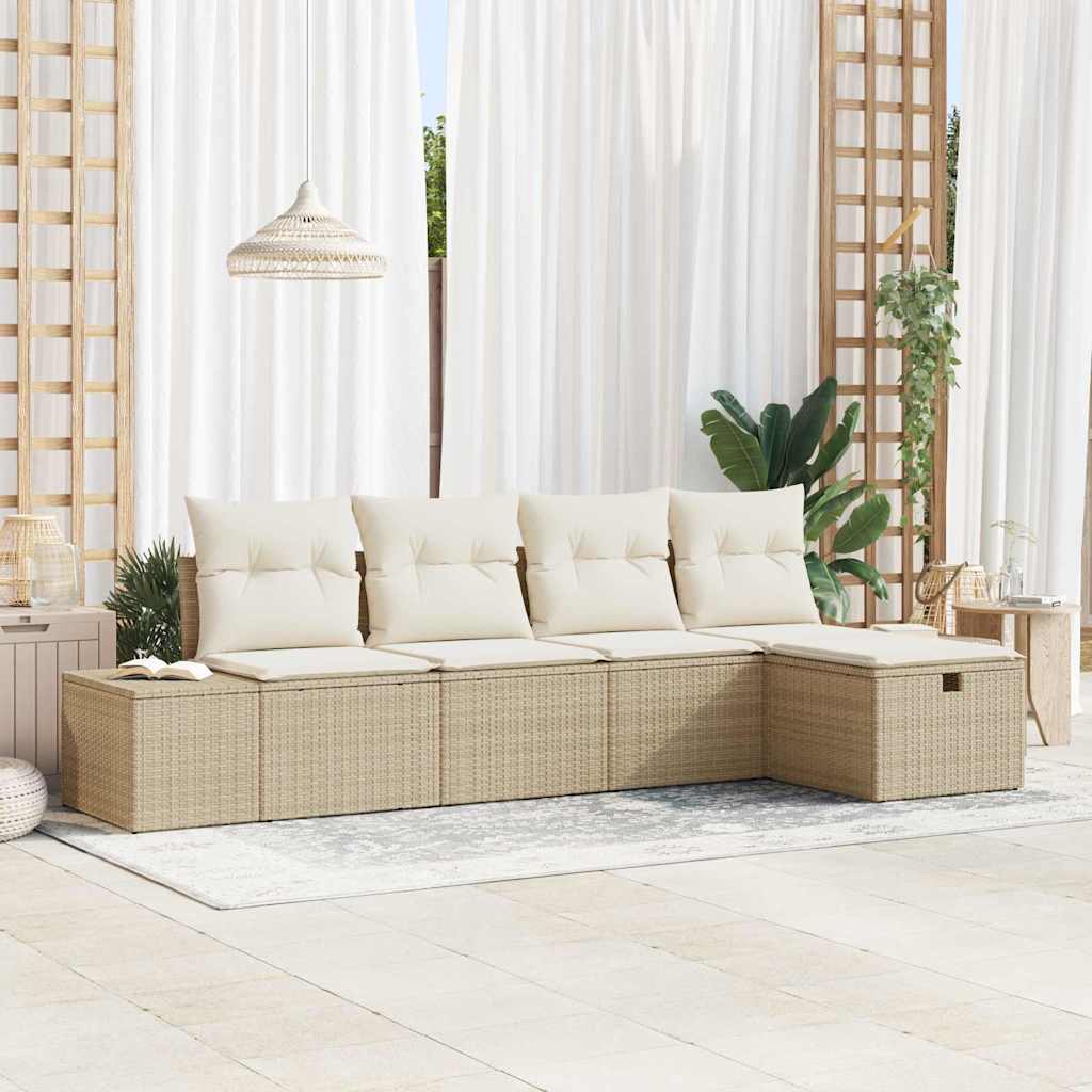 Zestaw Sof z poduszką 5 pcs polirattan vidaXL