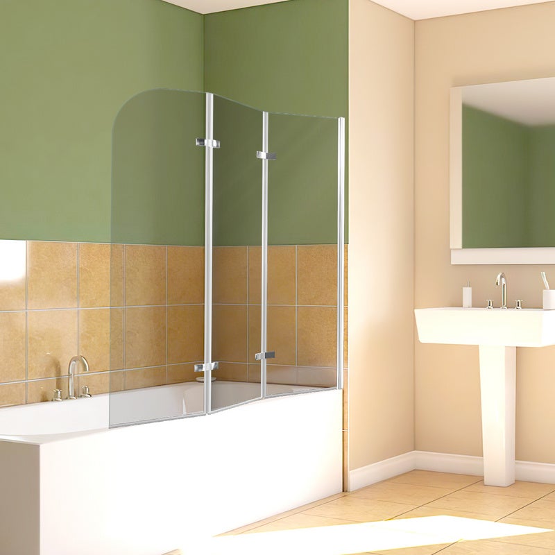 Pare-baignoire Pliant Forte - PVC Accordéon - Quart De Rond Réductible 150x170 Cm