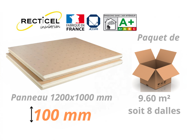 Dalle isolant Polyuréthane 100 mm EUROSOL R4,65 Colis de 9,60 m² - 8 Dalles