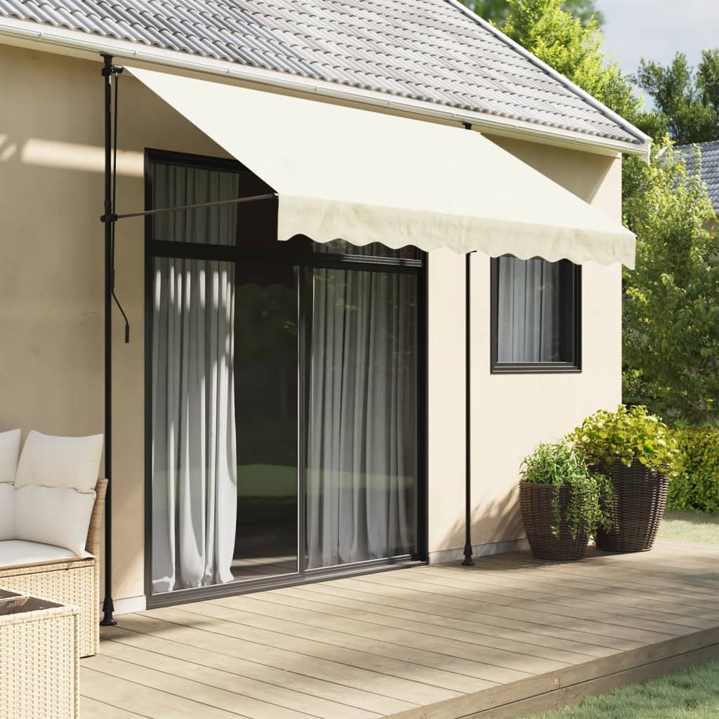 Toldo retráctil| toldo exterior | toldo de lona de tela y acero crema 250x150 cm cfw949834