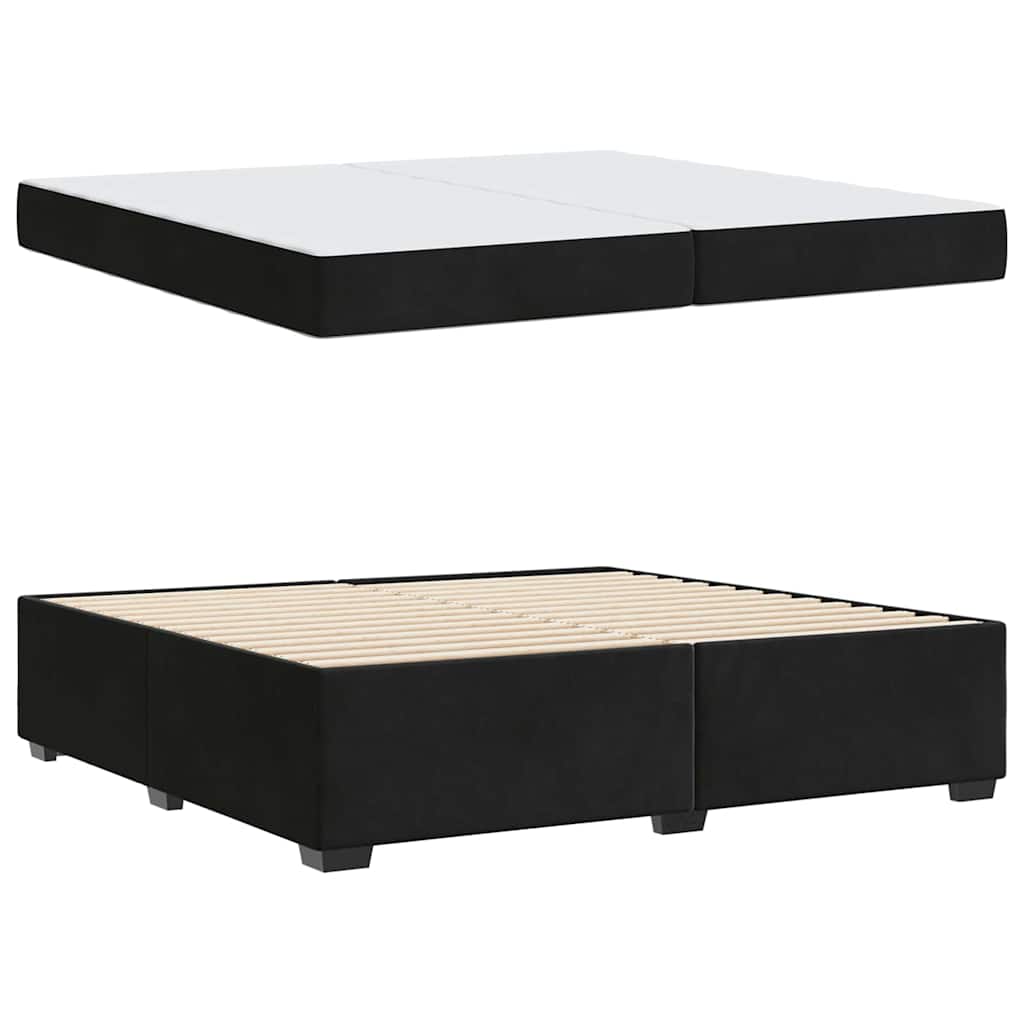 Cadre de lit avec matelas en tissu noir pour la chambre, 200 × 200 cm - 4