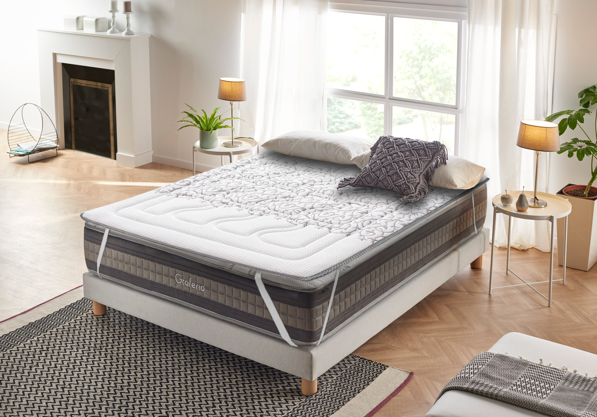 Surmatelas Gris 180x200 Cm - 38 Cm D'épaisseur - Imperméable Et Lavable - Confort Maison