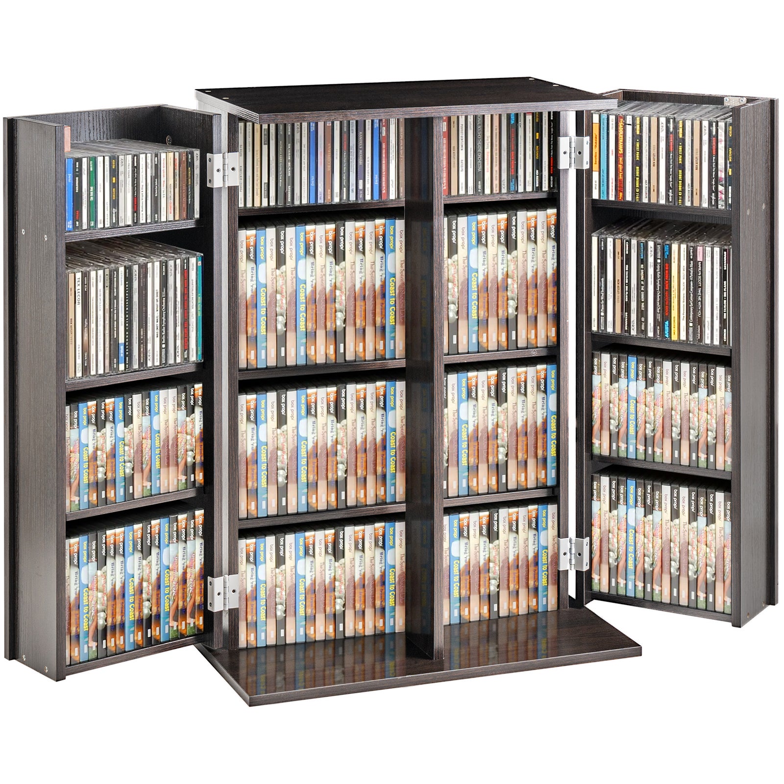 Szafka do przechowywania multimediów 4-poziomowe regulowane półki na DVD na 576 płyt CD VEVOR